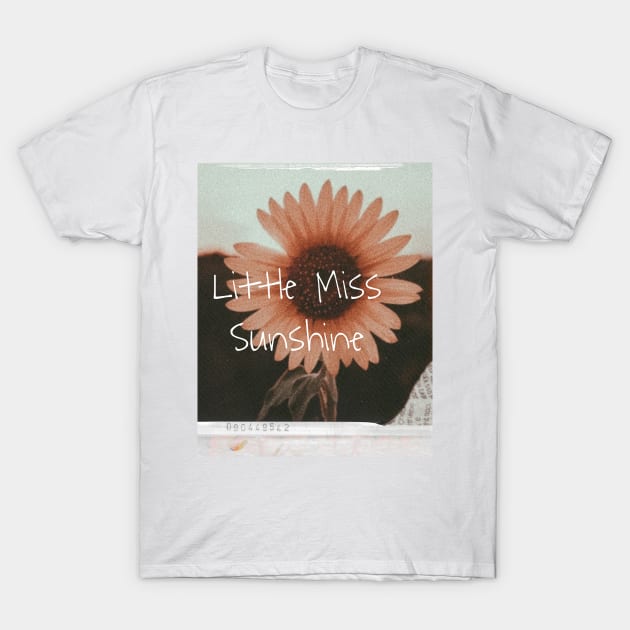 Little Miss Sunshine Sunflower Vintage retro aesthetic good vibes positivity inspiration good mood retro vibes butterfly flowers flower T-Shirt by AGRHouse